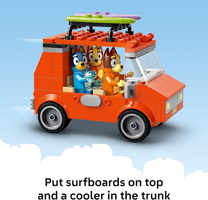 LEGO Bluey: Bluey’s Beach &amp Family Car Trip - Toddler Learning Toy for Kids 4+ - Includes Bluey Bingo and Mum Minifigures - Birthday Gift for Boys and Girls Ages 4+ - 11202