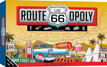 MasterPieces Opoly Board Games - Route 66 Opoly - Officially Licensed Board Games for Adults Kids &amp Family