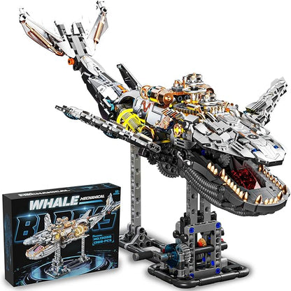 Ideas Mechanical Whale Building Set with LightCollectible Set for Adults Compatible with Lego AnimalAuthentically Detailed Build and Display Model for Home or Office Décor (1368PCS)