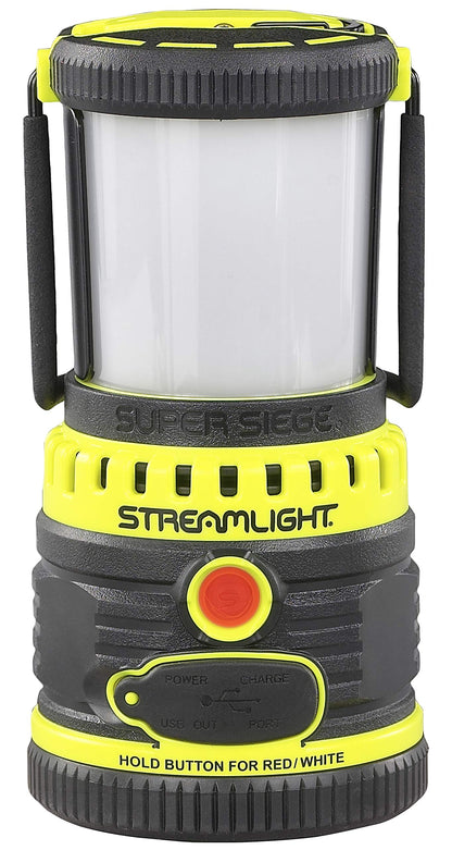 Streamlight 44945 Super Siege 1100-Lumen Rechargeable Outdoor Hand Lantern/Flashlight with 120-Volt AC Charger and Portable USB Charger, Yellow