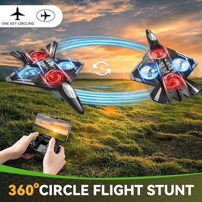 4DRC V31 RC Plane with Camera Foam Remote Control Drones with Camera for Kids Adults 8-12 12-16 Remote Control Airplane Fighter Jet with Light 360° Flip Fighter Jet Toy