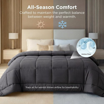 Bedsure Comforter Duvet Insert - Oversized Grey All-Season Quilted Bedding | GentleSoft Down Alternative, 98 x 98 Inches