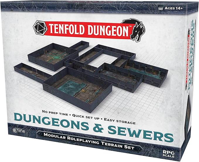 Gale Force Nine Tenfold Dungeon: Dungeons &amp Sewers - Modular Roleplaying Terrain Set &amp 5e RPG Adventure (GF9TFD02)