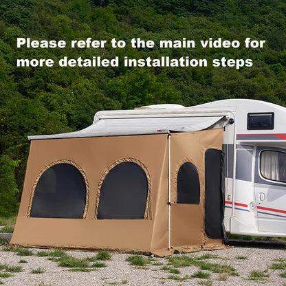 RV Awning Screen, Camper Awning Screen Room for Travel Trailer, RV Awning Tent, Sun Shade Screen for Fiamma, Thule & Dometic Awnings, Polyester Fabric, Sunproof, Windproof, Waterproof, 11.48 ft