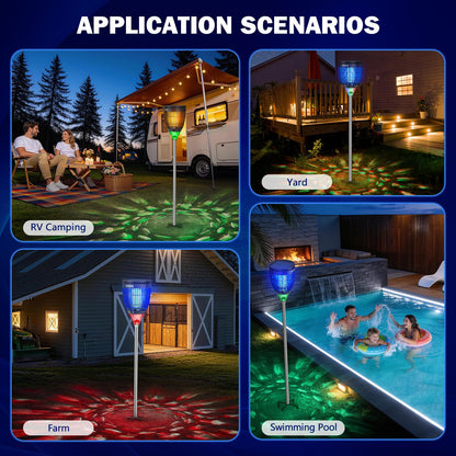 All in 1 Solar Bug Zapper Outdoor, Flame & Projection Mode, Auto/Manual Modes, 4200V Electric Mosquito Killer with High Powered, IPX5 Waterproof Rechargeable Fly Insect Trap for Patio Garden Yard RV