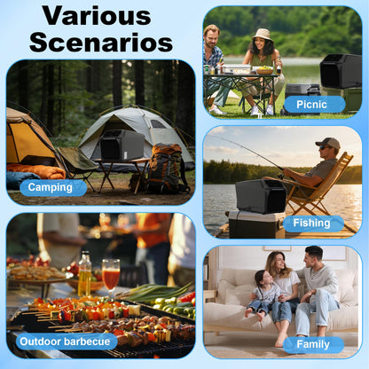 8,000 BTU Portable Camping Air Conditioners & Heater, 5-in-1 Cooling, Heating, Fan, Dehumidifier, Sleep Mode, 550W Portable Tent Air Conditioner for Camping, RV, Truck, Small Room, Indoor/Outdoor Use