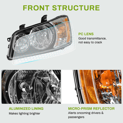 AUTOSAVER88 Headlights Assembly Compatible with 01 02 03 2001 2002 2003 Highlander 01-03 2001-2003 Headlamps Pair Chrome Housing Amber Reflector