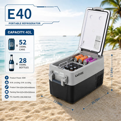 Garvee 32QT 12V Portable Refrigerator, Dual Zone Car Fridge Freezer with App Control & AC/DC Power for Camping, RV, Truck, Fishing & Home