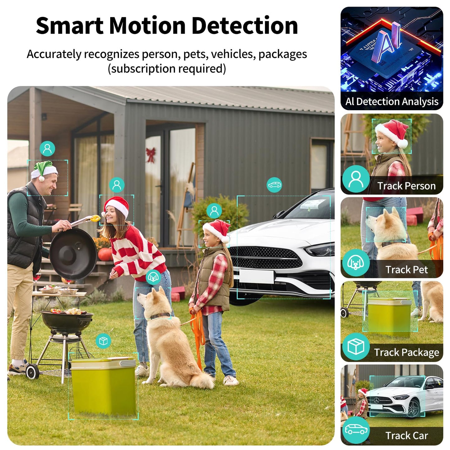 2K FHD Solar Powered Security Cameras Wireless Outdoor,WiFi Wireless Cameras,Outside Cameras for Home Security,AI Motion Detection,Color Night Vision,Spotlight,Siren Alarm,SD/Cloud Storage,4 Pack