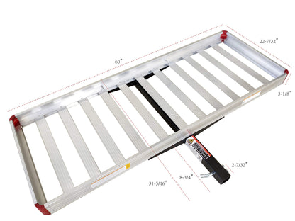 MaxxHaul 60" x 22" Aluminum Cargo Carrier Rack Basket for Luggage for SUV Truck Car Van - 500 lbs. Capacity, Silver