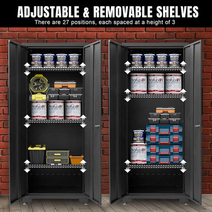 Torin 12 Piece Garage Storage Cabinet Set: Workshop Tool Organizer Chest with Lockers, Shelves and Wood Workbench, Black/Grey