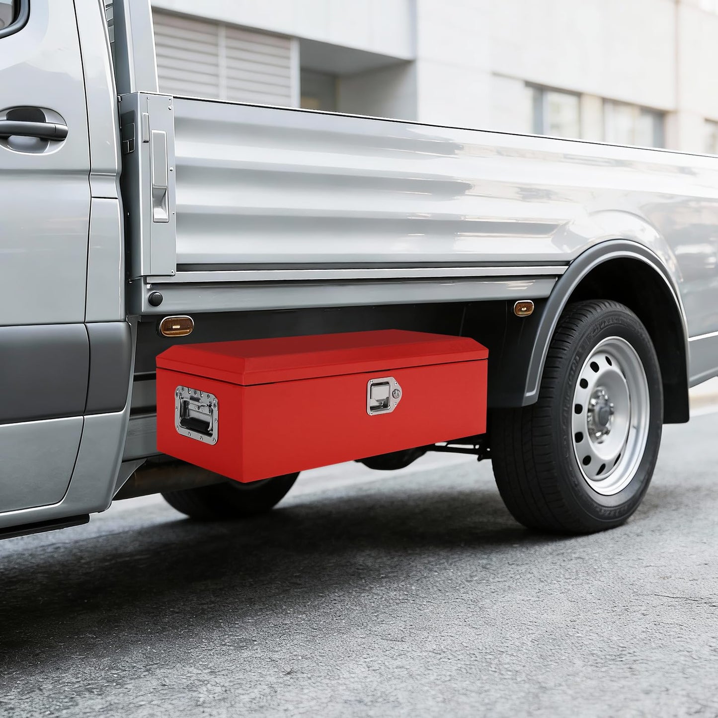 GOCAPTAIN Heavy Duty Steel Metal Tool Box 48" for Truck Bed, Locking Plate Crossbed Storage Chest with Gas-Strut Assisted Lid, Weather-Resistant Truck Bed Tool Box for Pickup, Trailer, RV