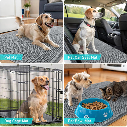 OLANLY Dog Door Mat - Absorbent Non-Slip Chenille for Muddy Paws | 48x30 Inches, Quick Dry, Grey