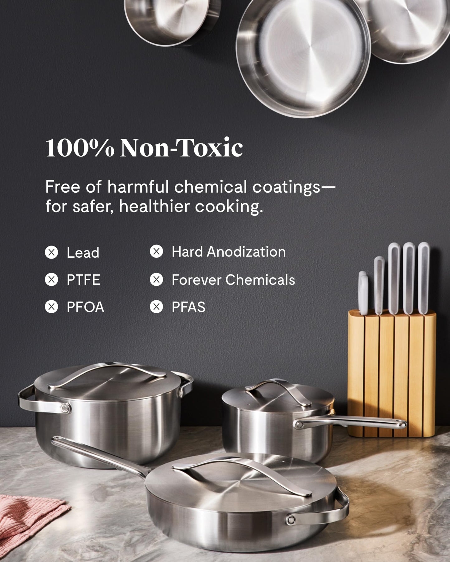 Caraway Stainless Steel Mini Fry Pan - 8 Inch Stainless Steel Frying Pan – Oven Safe & Compatible with All Stovetops – Non Toxic, PTFE & PFOA Free