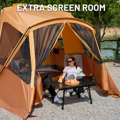 TIMBER RIDGE 5-9 Person SUV Tent with Screen Porch and Awning for Family Camping, Weather Resistant and Portable Van or Car Tent, Includes Rainfly and Storage Bag, 13' W X 10' L X 7.1' H, Orange