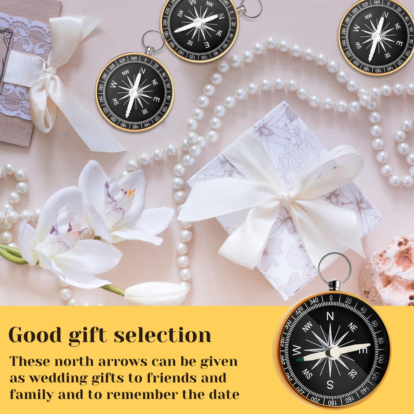 Huquary Compass Wedding Favors for Guests, Compass Souvenir Gift for Travel Themed Party Decorations Nautical Christmas Ornaments(Classic, 100 Pcs)