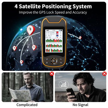 Handheld GPS for Hiking, Rugged and Waterproof Handheld GPS Navigator, 3.2" Sunlight Readable Screen, Compact Satellite Handheld GPS with USA Topo Map, Multi-GNSS Support, Extra Battery Life