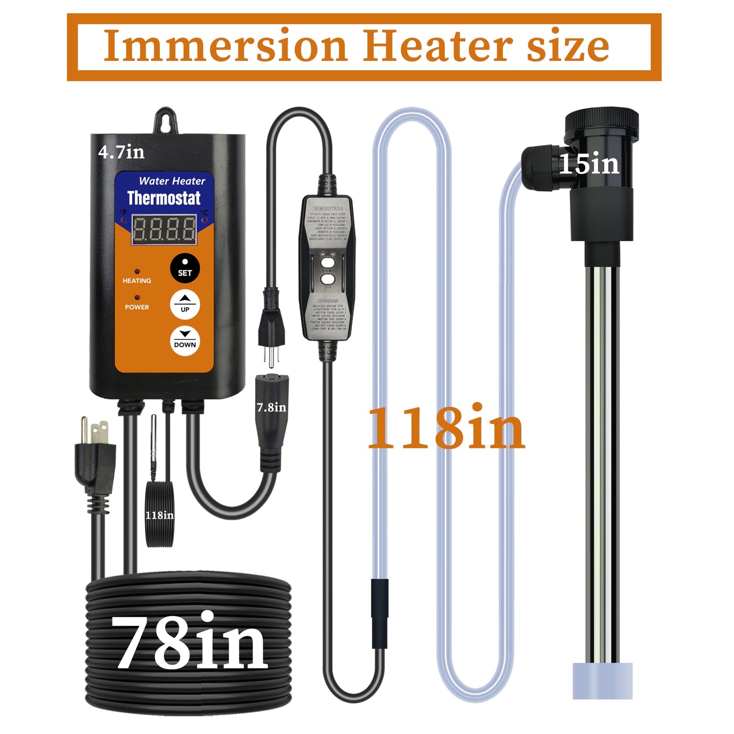 LASTINGCAPE 1300W Titanium Fully Submersible, Portable Electric Pool and Hot Tub Immersion Water Heater with Temp Control, GFCI for spa tub, Pool, Bathtubs, Buckets, Baptistry & Above Ground Pool