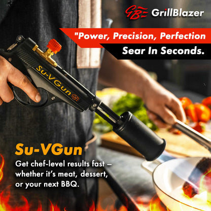 Grillblazer Su-VGun Propane Torch with Stand – High Power 240,000+ BTU Flame Thrower Gun for Instant, Steak Searing, Charcoal Ignition, Backyard BBQ, Campfire, Outdoor Cooking – Handheld Blowtorch
