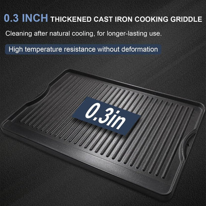 Criditpid Flat Griddle Top Plate Replacement Parts for Gas Stove, Charcoal, Electric, Propane, Gas Grill, 16” x 24” 2-in-1 Reversible Pre-Seasoned Cast Iron Cooking Griddle for Camping Tailgating.
