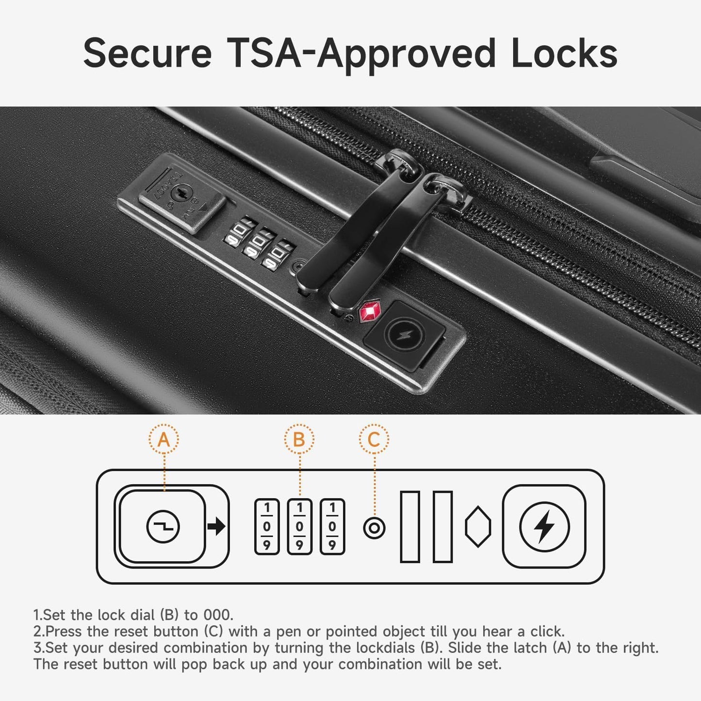 24 Inch Checked Luggage with Front Pocket, Expandable Hardshell Suitcase with Spinner Wheels, Hybrid Travel Bag with Laptop Compartment, TSA Lock & USB Charging Ports, Medium Suitcase for 7-10 Days