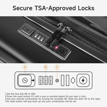 24 Inch Checked Luggage with Front Pocket, Expandable Hardshell Suitcase with Spinner Wheels, Hybrid Travel Bag with Laptop Compartment, TSA Lock & USB Charging Ports, Medium Suitcase for 7-10 Days