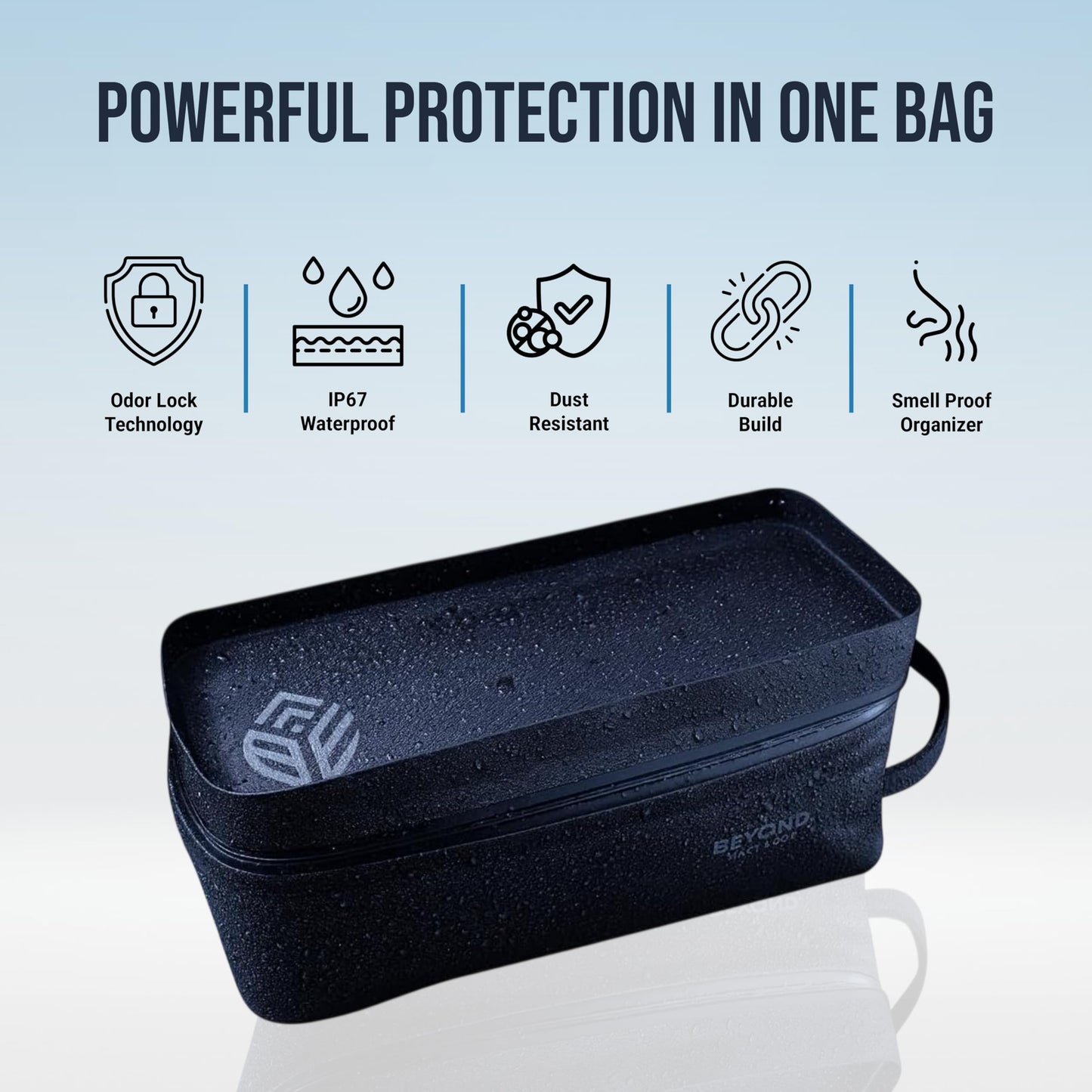 Smell Proof Tobacco Storage Bag – IP67 Odor & Water Resistant Case with Sealed Zipper, Durable Lightweight Puncture-Resistant Travel Cosmetic & Toiletry Organizer Designed in Montana (Space Station)