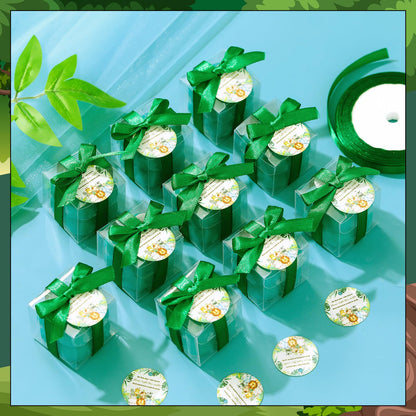 MTLEE 24 Sets Jungle Animal Baby Shower Favors Small Bubble Candle Baby Shower Favors for Guests Tea Candles Bulk with Stylish Ribbons Cards Gifts Party Decoration