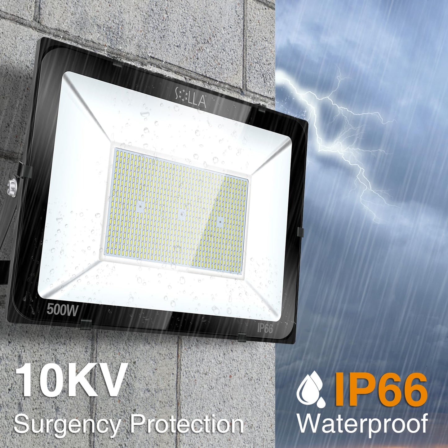 500W LED Stadium Flood Light Outdoor, 2750W Equivalent, 40000LM Super Bright Exterior Security Light, IP66 Waterproof, 6000K Daylight White, Commercial Light for Sports Fields and Counts