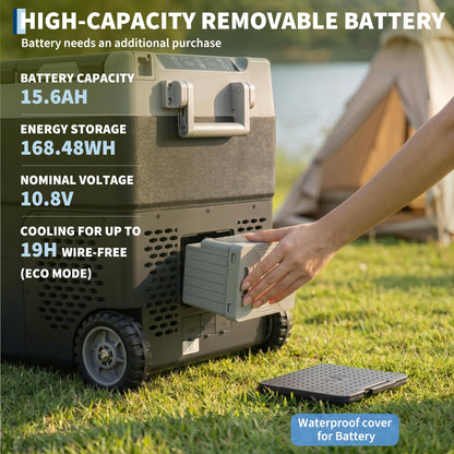 Garvee 40QT(38L) Car Refrigerator,12/24V DC & 100-240V AC Compressor Electric Cooler,Dual Zone,APP Control,-4℉-68℉,Portable Refrigerator with Wheels for Outdoor Camping,Travel Vehicles Home Use