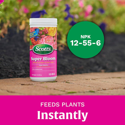 Scotts Super Bloom Plant Food - Water Soluble Fertilizer for Outdoor Flowers & Fruiting Plants | 2 lb, NPK 12-55-6