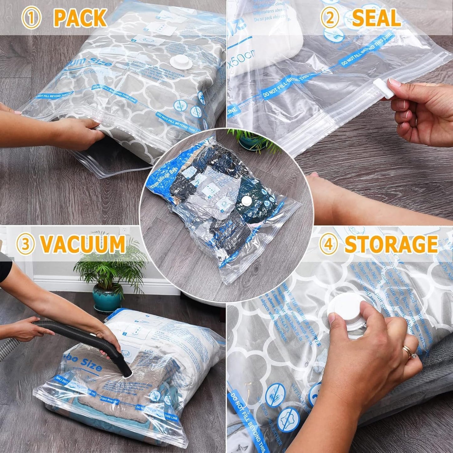 MEIQIHOME Vacuum Storage Bags - Jumbo Space Saver Sealer Bags for Clothing & Bedding | 12 Pack
