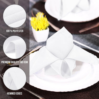 Utopia Home White Cloth Napkins (12 Pack, 17x17 Inches), Ideal Dinner Napkins for Party, Wedding and Lunch/Dinner