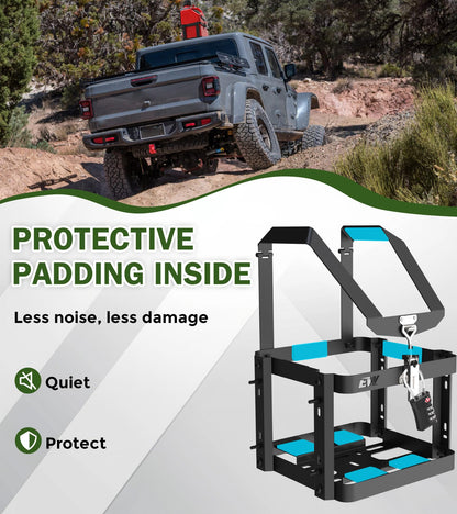 ELITEWILL Adjustable Trailer Backpack Blower Rack Holder with Lock and Fuel Jug 5.5 Gallon Gas Can Holder for Trailer, Anti-Theft Gas Can Rack Mount