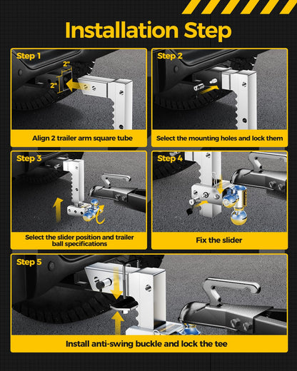 Adjustable Drop Hitch for 2" Receiver, 8" Drop Trailer Hitch, Tri-Ball (1-7/8" 2" 2-5/16"), 12500 lbs GTW, Double Anti-Theft Lock Pins, Aluminum Ball Mount for Trucks & Trailers
