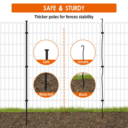 15 Panels No Dig Fence with Gate, 32 in(H) X 36 ft(L) Garden Decorative Fence Animal Barrier for Dogs, Rustproof Metal Garden Edging Border for Outdoor, Yard, Patio, Black