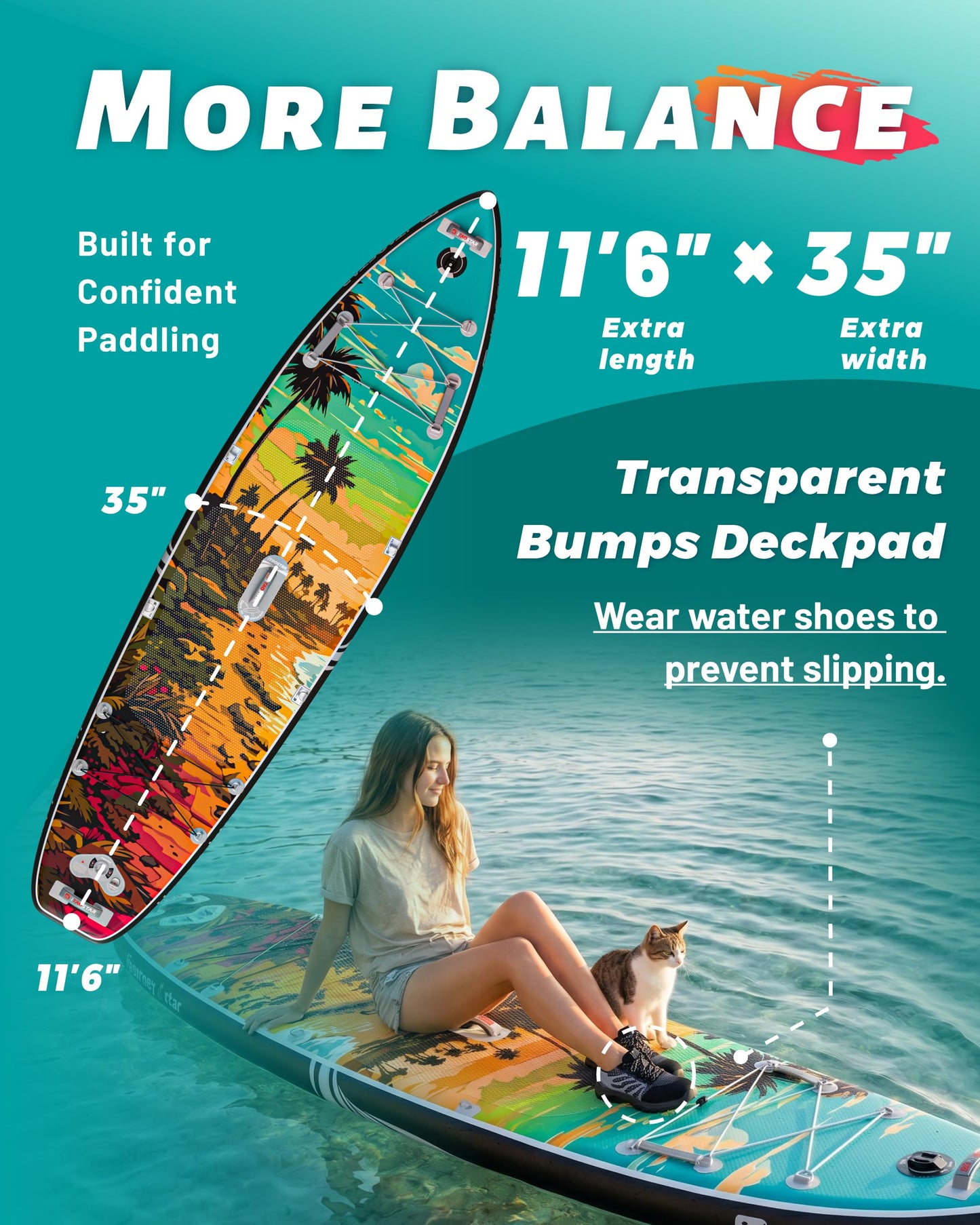 iTAOSTAR N02D 35" Extra Wide SUP for Enhanced Stability - Inflatable Stand Up Paddle Board - Premium Paddle Board Kit for Adults & Youth - All Skill Levels - Includes SUP Accessories