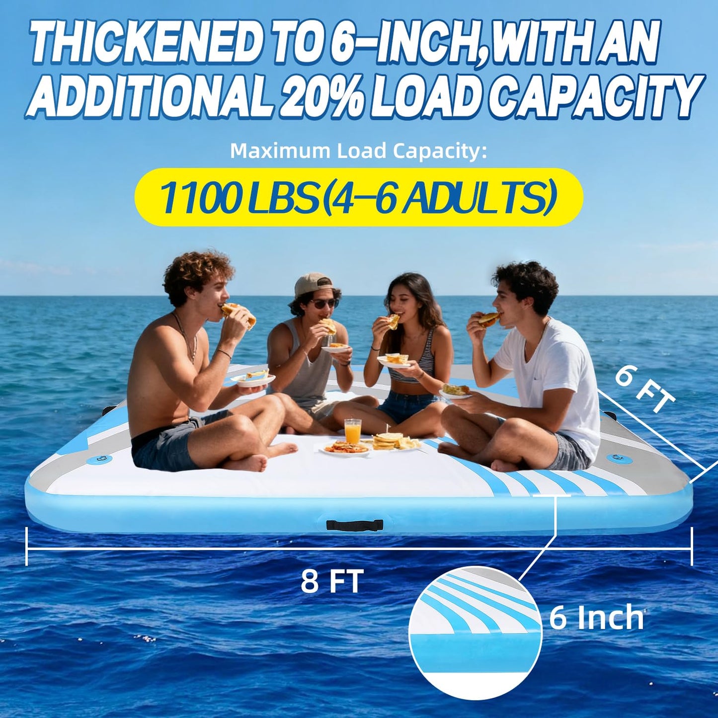 Generalman Inflatable Floating Dock, Air Dock Platform, Island Raft Mat, Swim Platform, Floating Island Raft – Thick & Extra‑Wide Non‑Slip Floating Platform with Portable Carry Bag
