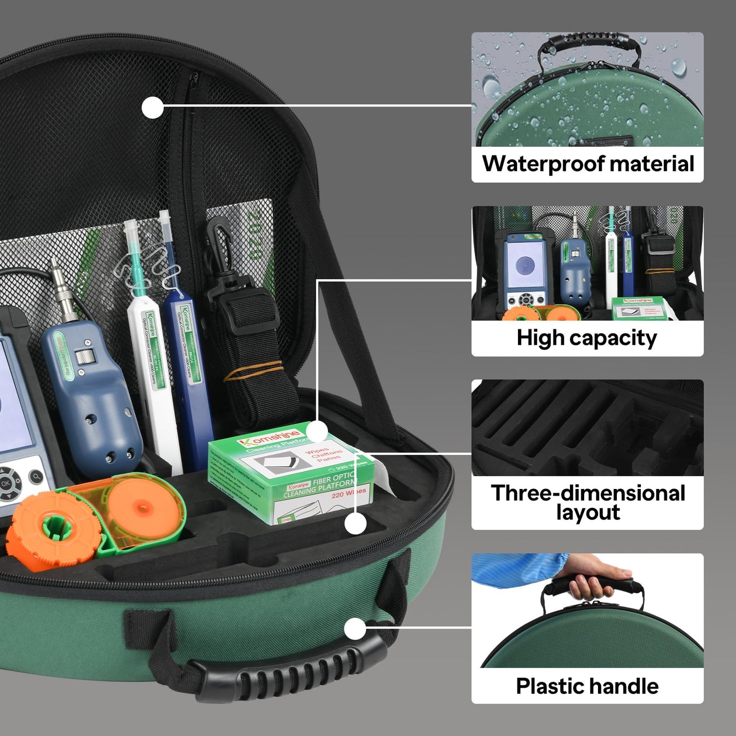 400X Magnification Optic Fiber Inspection Probe Komshine KIC-05D Optical Video Inspection Kit + Cleaner Cleaning Pen SC FC ST 2.5mm/LC 1.25mm + Fiber Cleaning Wipes 600+ Cleanings