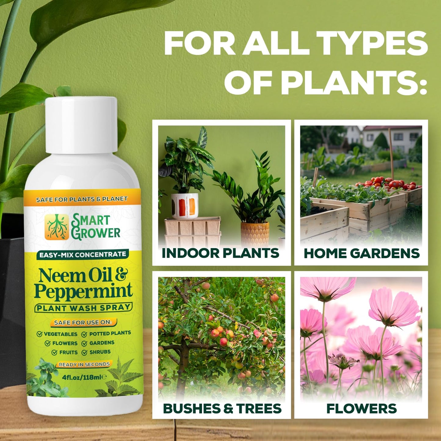 Neem Oil Spray for Plants by [Brand Name] - Peppermint Oil Formula for Indoor & Outdoor Use | 4 oz Concentrate Makes 1/2 Gallon Ready-to-Use