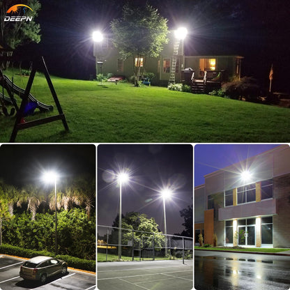 Deepn Solar Street Lights 10000W Commercial Grade Aluminum Parking Lot Lights LED Security Flood Light with Motion Sensor & Dusk to Dawn, Solar Lights Outdoor Waterproof for Outside, SZ3000, 1 Pack