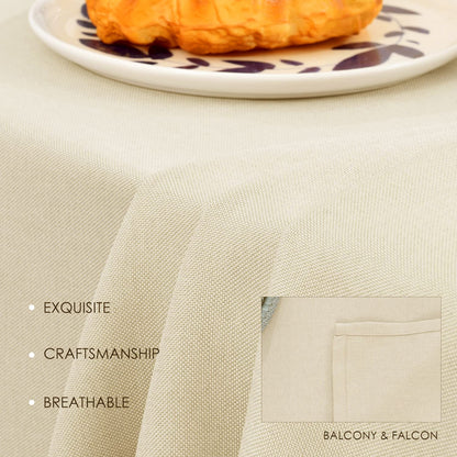 BALCONY & FALCON Table Cloth for 6 Foot Rectangle Tables – Waterproof, Wrinkle-Free Farmhouse Tablecloth for Dining, Kitchen, Wedding, Baby Shower & Holiday Gatherings (Ivory, 91" x 132")