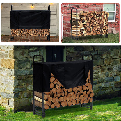 GarveeLife 12 ft Firewood Rack Outdoor with Cover, 3/4 Cord of Outdoor Firewood Storage, 1320 LB Load Capacity Heavy Duty Firewood Holder for Fireplace, Patio, Log Storage Rack