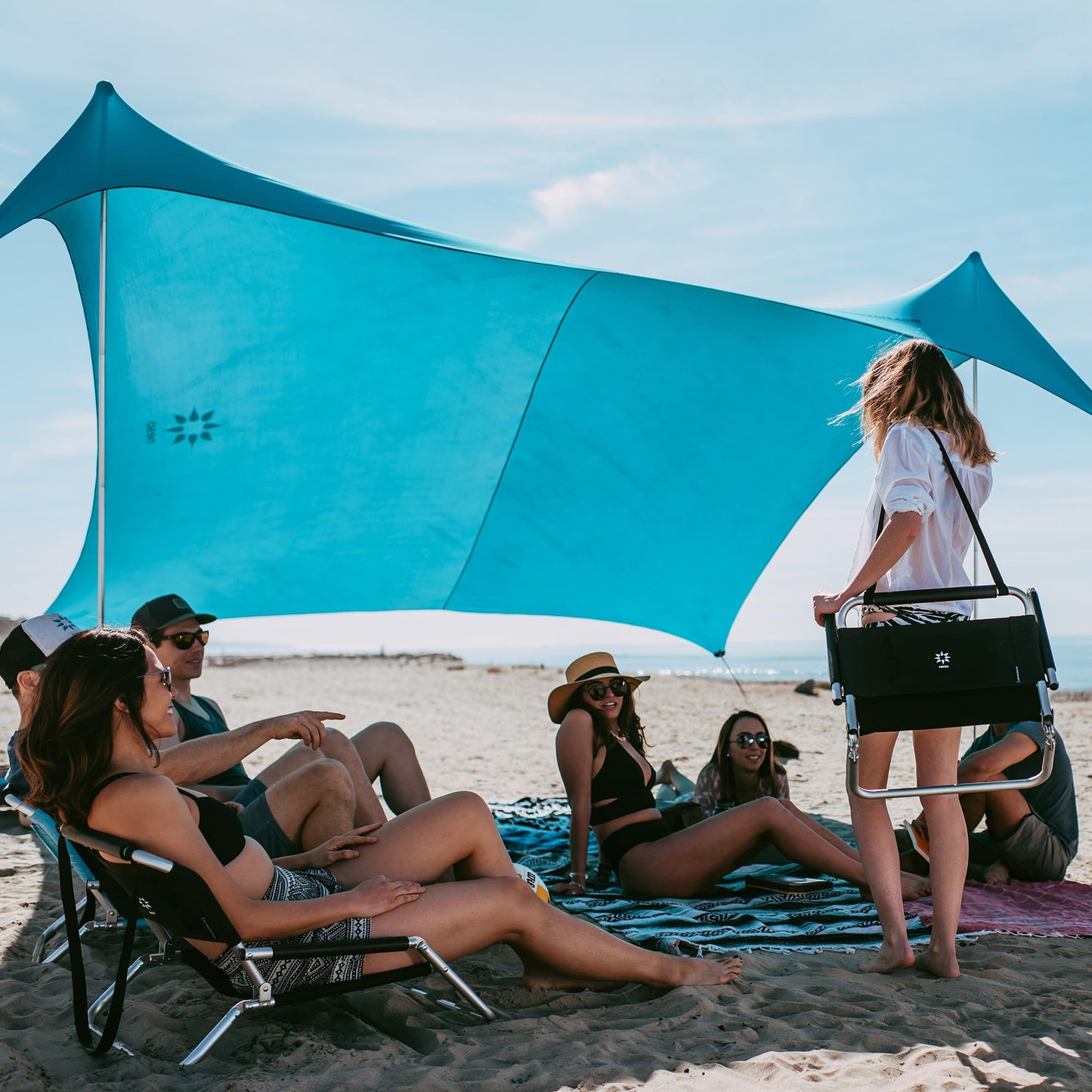 Neso Gigante Portable Beach Tent Sun Shelter - Lightweight Beach Shade Canopy - Easy Setup for Family Outings - Patented Reinforced Corners - UPF 50+ - 8ft Tall, 11 x 11ft - Save The Whales