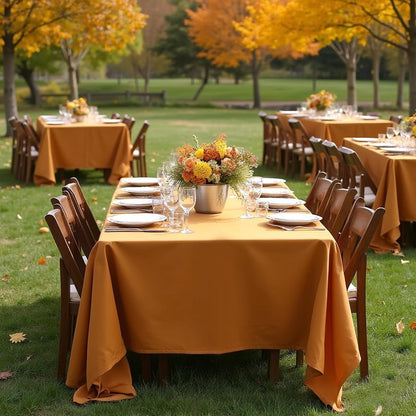 sancua Thanksgiving Tablecloths for 6 Foot Rectangle Tables, 8 Pack Light Brown - Washable Polyester Fabric Fall Table Cloth for Harvest Party, Birthday, Banquet Reception, 54x108 Inch Bronze