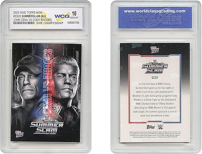2025 WWE Topps Cody American Nightmare Rhodes vs John Cena SummerSlam Championship Card #SS25 - Graded GEM Mint 10