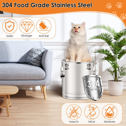 Stainless Steel Dog Food Storage Container,50LB/55LB Airtight Dog Food Storage Container with Lid to Keep Fresh,Easy Clean Large Pet Food Storage Container with Scoop for Cat Food,Chicken Feed,Rice