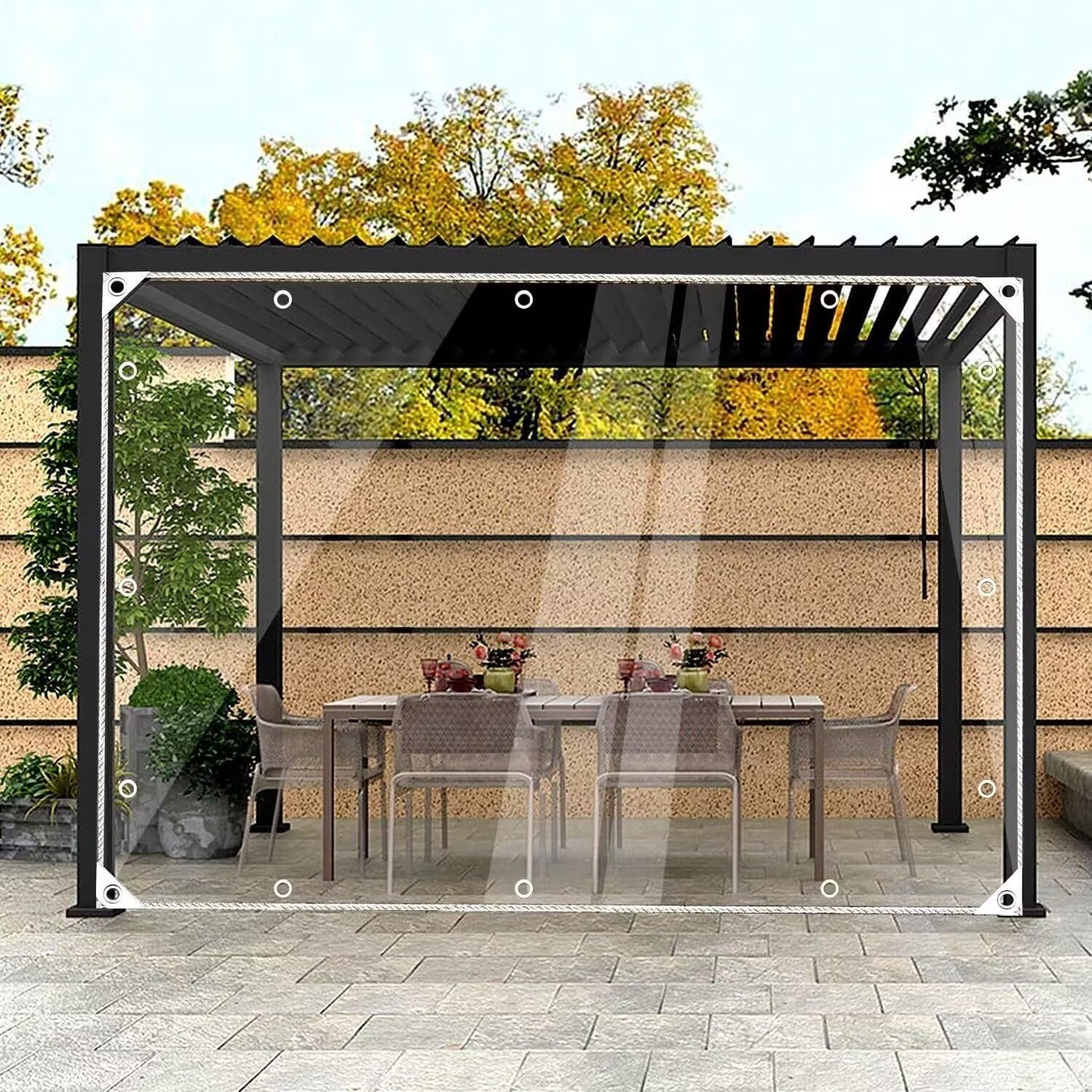 HAJDCUTC 12 'x 16' Clear Vinyl Tarp, Heavy Duty PVC Waterproof,with Grommets and Cable Tie,Thick and Tear-Resistant, Camping, Patio, Rain or Sun Shelter, Cars, Tarpaulin Home Garden Outdoor Use