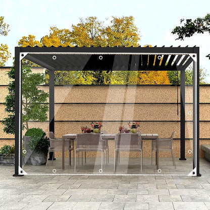 HAJDCUTC 12 'x 16' Clear Vinyl Tarp, Heavy Duty PVC Waterproof,with Grommets and Cable Tie,Thick and Tear-Resistant, Camping, Patio, Rain or Sun Shelter, Cars, Tarpaulin Home Garden Outdoor Use