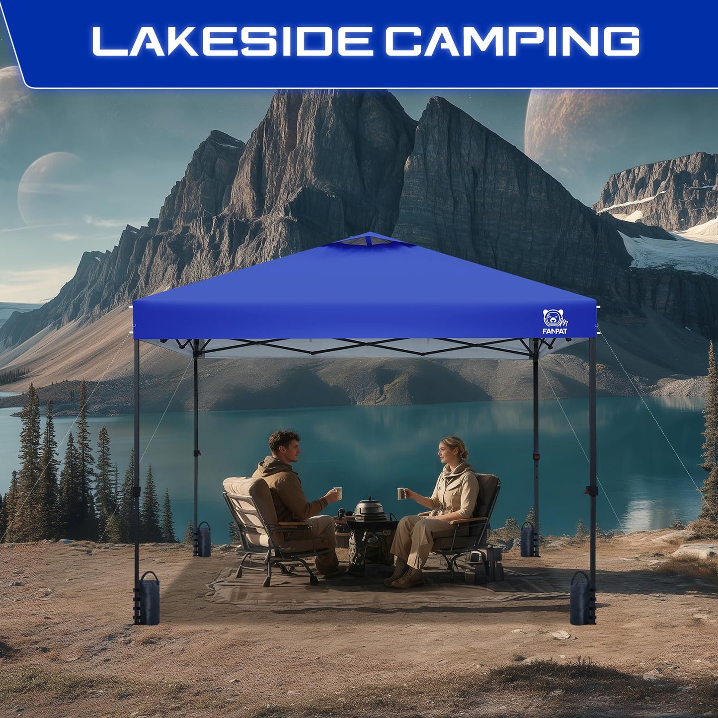 FANPAT 10x10 Pop Up Canopy Tent,300D Silver-Coating Top,1-Person Setup Commercial Heavy Dury Canopy Tent Instant Portable Shelter and Carry Bag, Bonus 8 Stakes and 4 Weights(Blue)